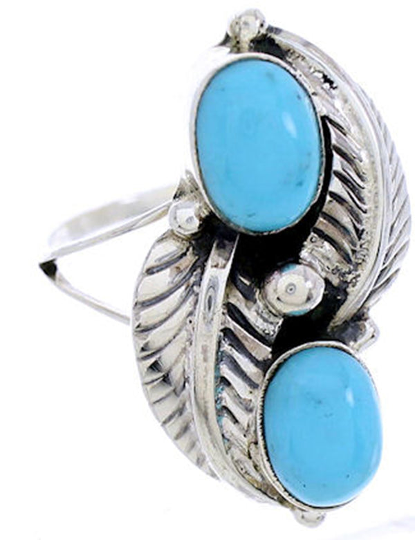 Turquoise Southwestern Sterling Silver Ring Size 5-3/4 AW72047